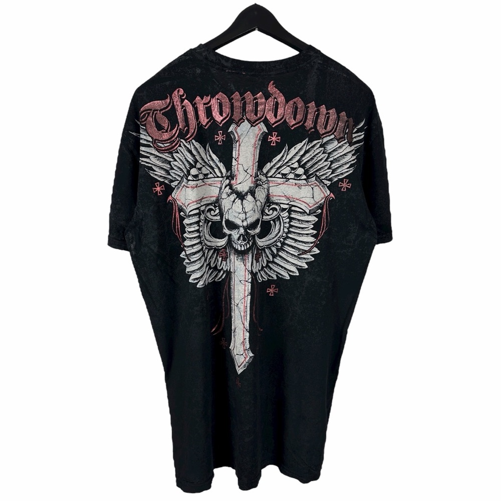 Mens Y2K Throwdown Premium Cross Grunge Style Punk Graphic Shirt Size XL
